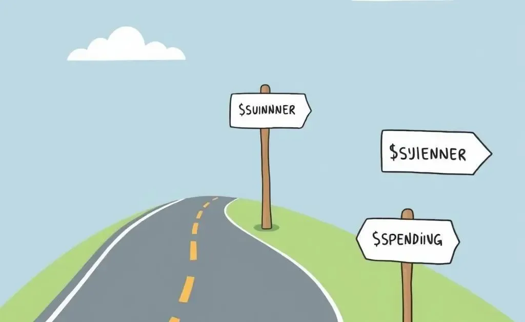 A person on a financial journey towards different goals.