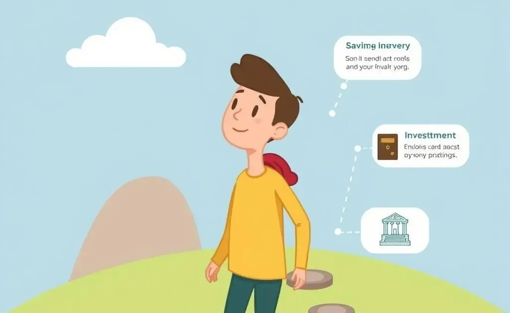 Person on a financial journey with milestones.