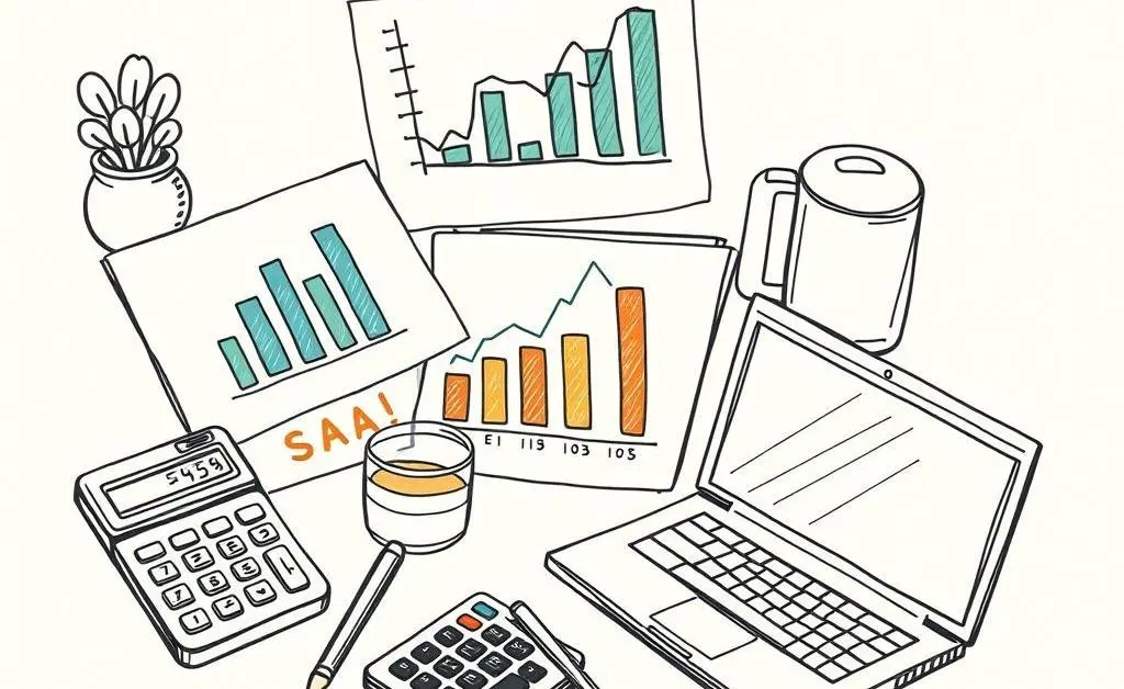 Various tools like calculators and charts indicating financial planning.