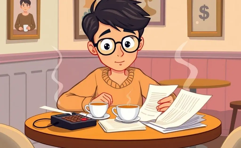 Reviewing personal finances at a cozy coffee table