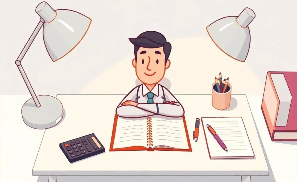 A personal financial planner laid out on a clean desk