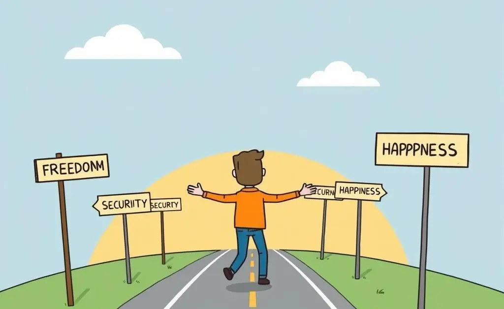 A journey of personal freedom depicted with choices.