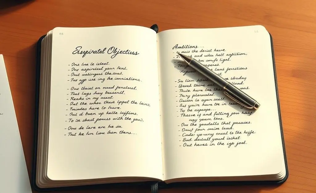 A hand-drawn journal open to a page with personal goals