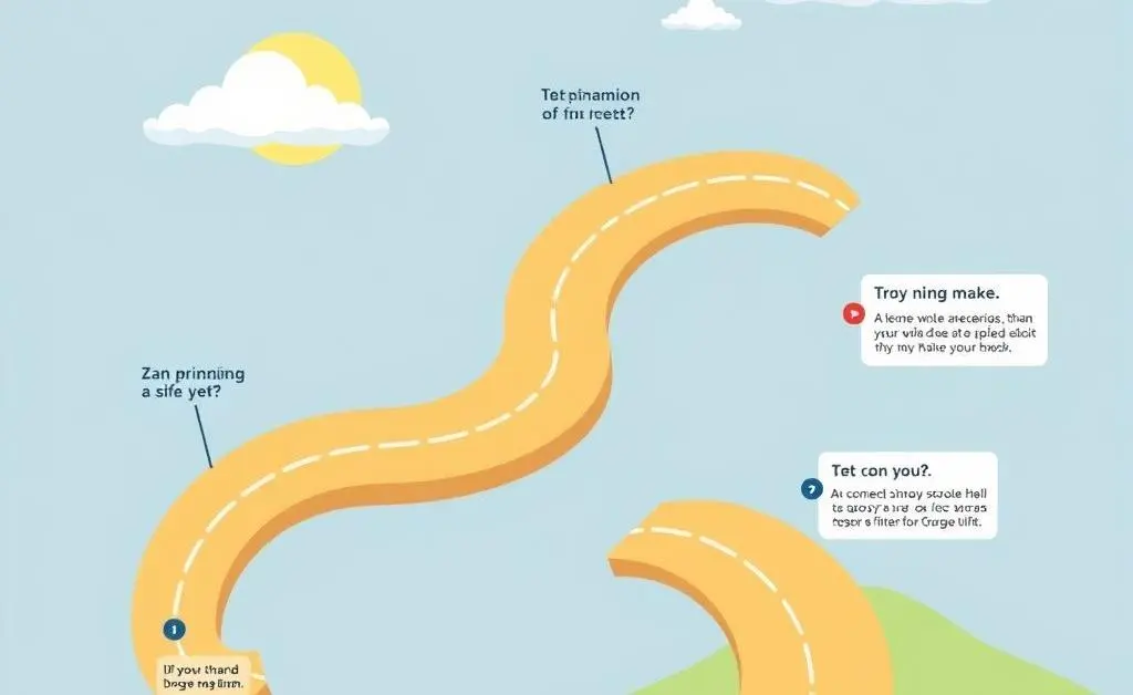 Cartoon-style roadmap of personal financial goals.