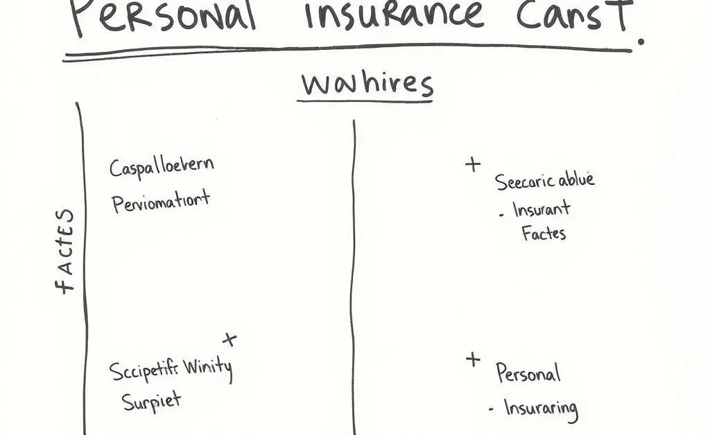 Hand-drawn chart showcasing different factors affecting personal insurance costs.