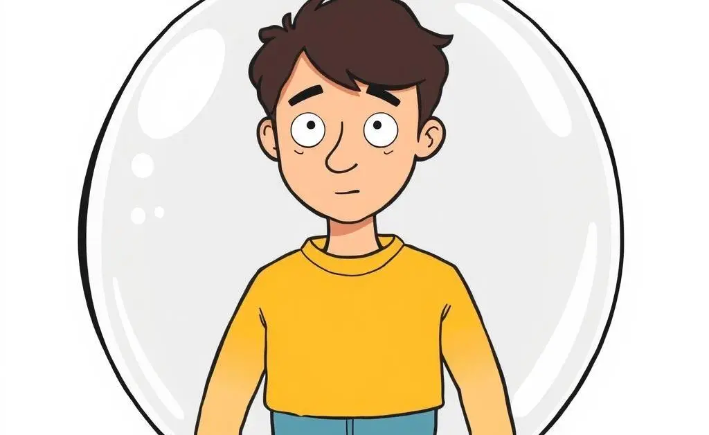 Cartoon showing a person surrounded by a protective bubble of personal space