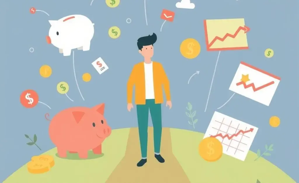 Illustration of a person on a financial path