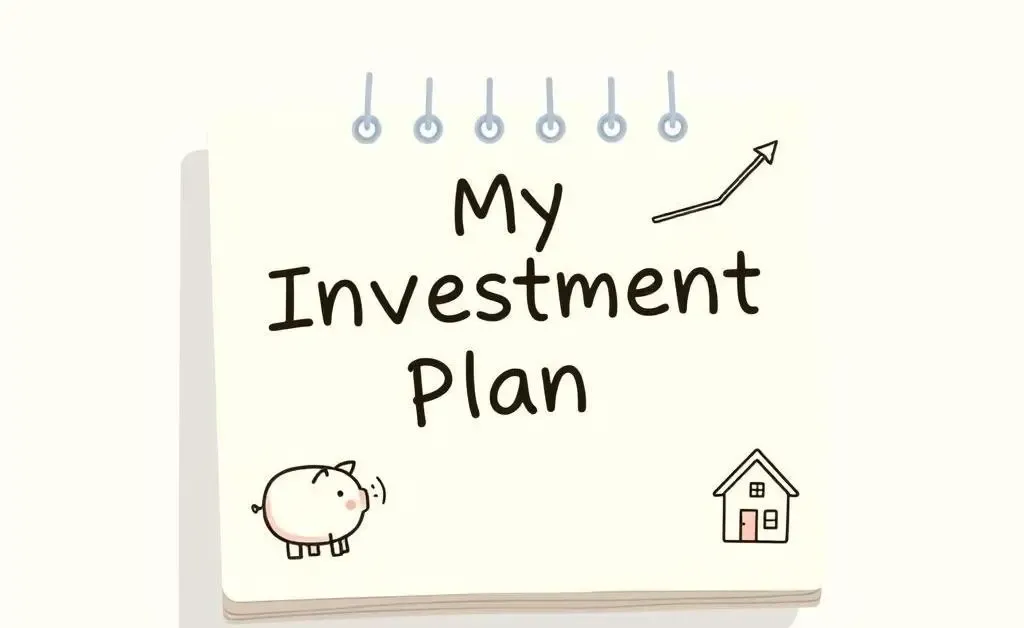 A personal notepad with an investment plan heading and financial doodles
