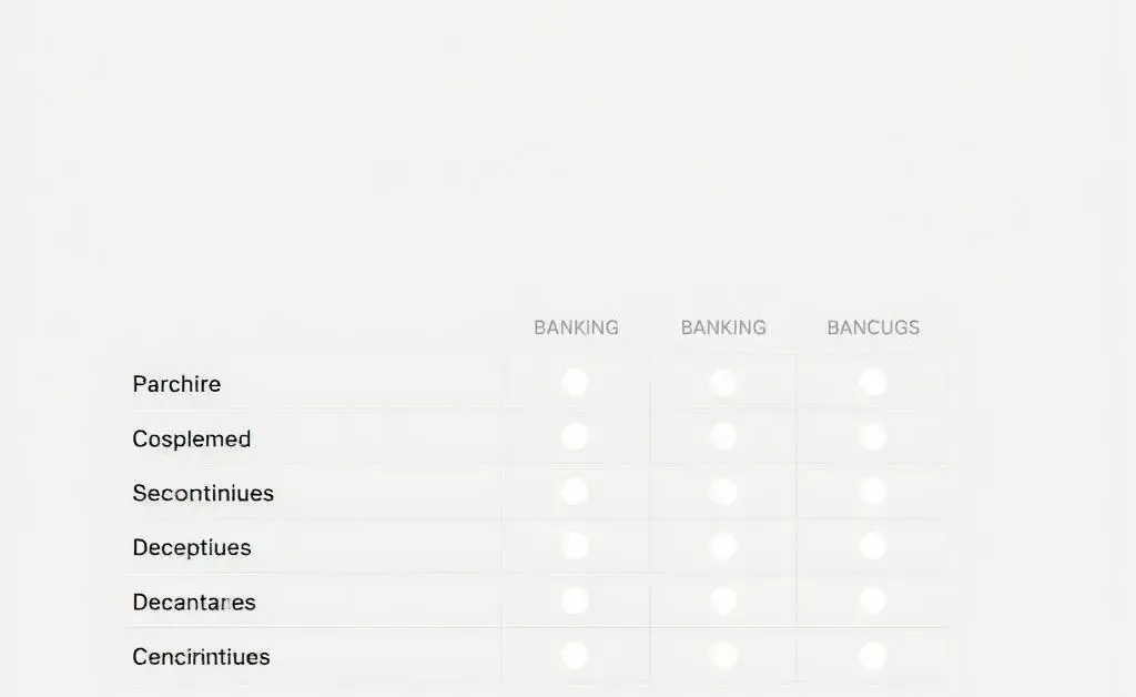 A table showing a person evaluating different banking options