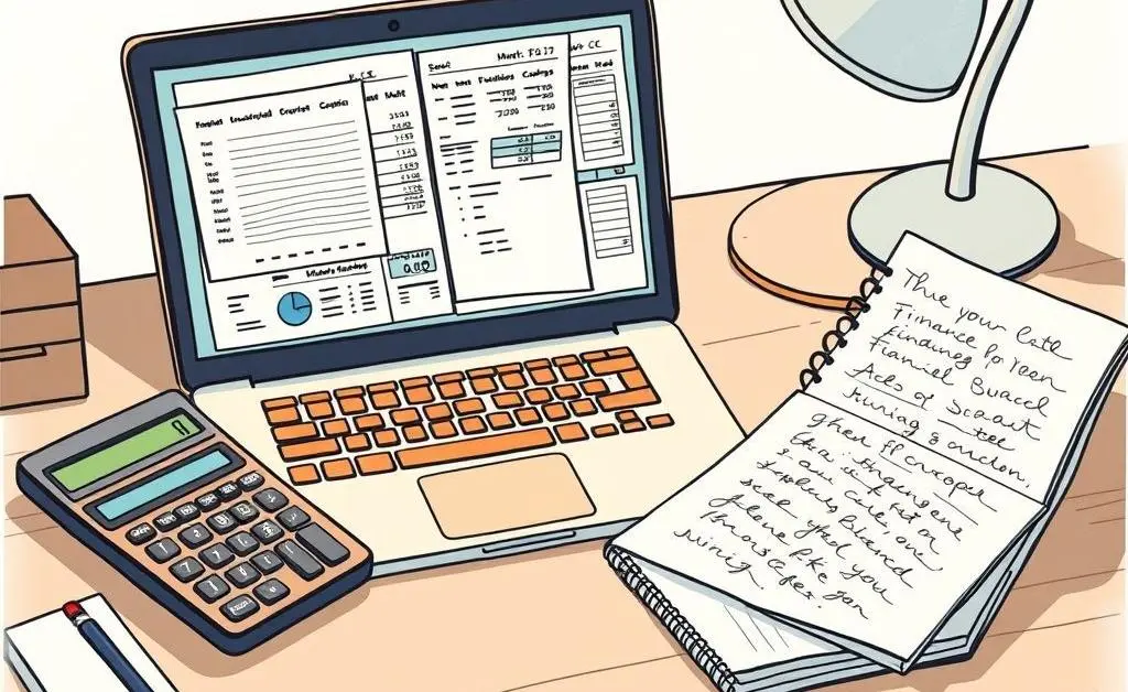 Personal finance tools on a desk.