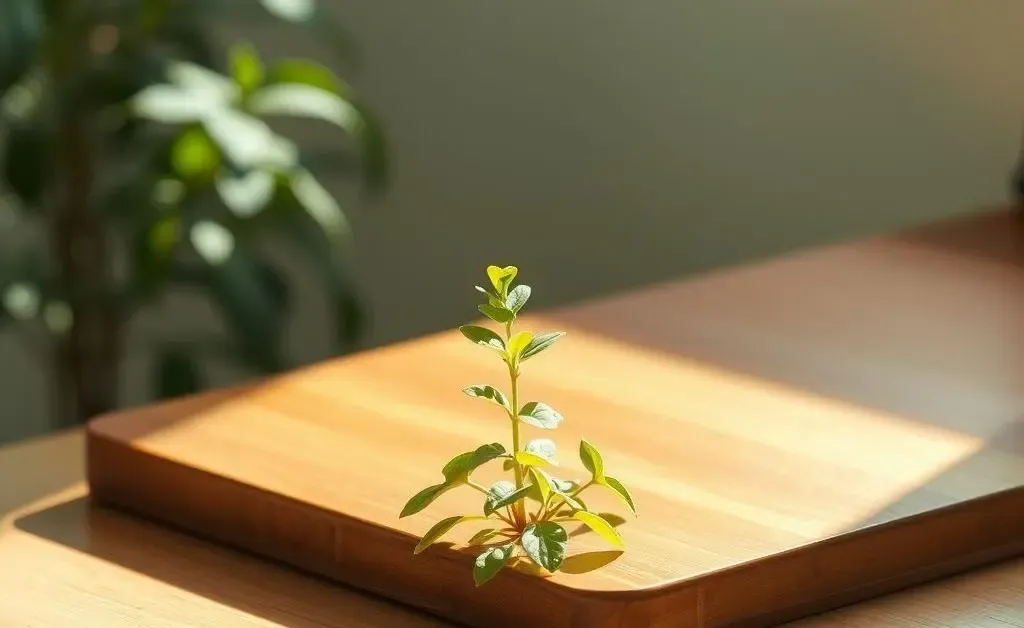 A plant symbolizing peace and beauty on a desk