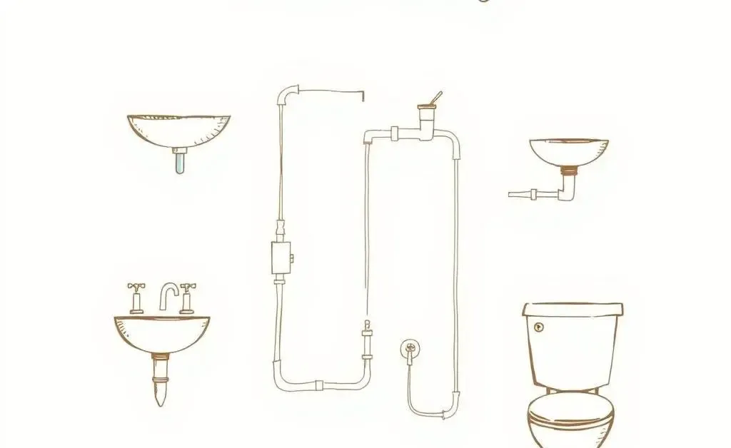 A simple schematic diagram of common home plumbing systems.