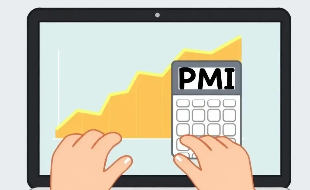 A person using a PMI calculator on their laptop