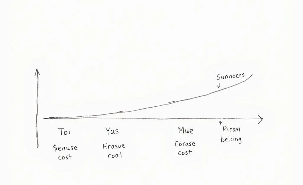 A simple hand-drawn chart depicting the cost breakdown of PMI over time