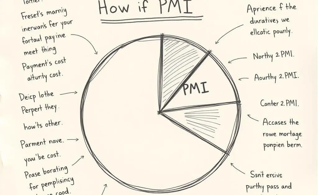 A hand-drawn pie chart showing the impact of PMI on a monthly mortgage payment.