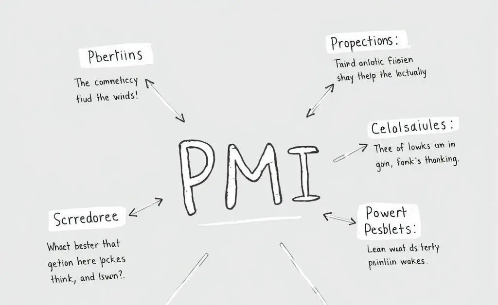 Hand-drawn infographic explaining PMI with key terms and definitions