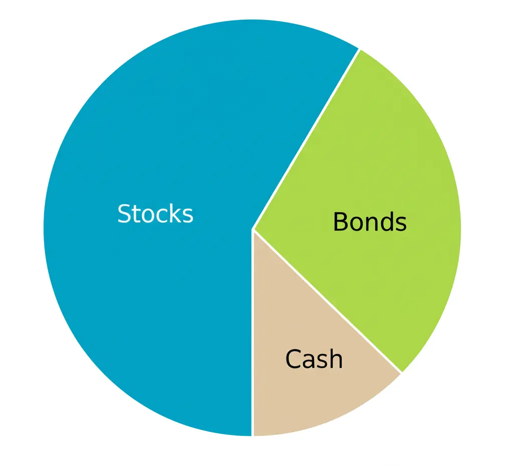 Simple diagram of a balanced investment portfolio