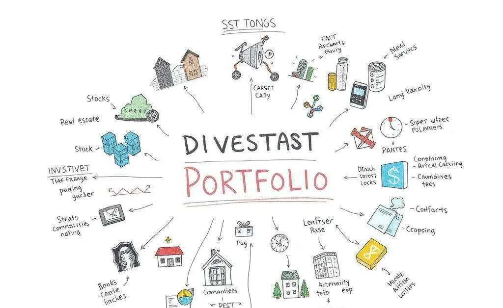 A hand-drawn chart depicting a diversified portfolio with different asset classes.