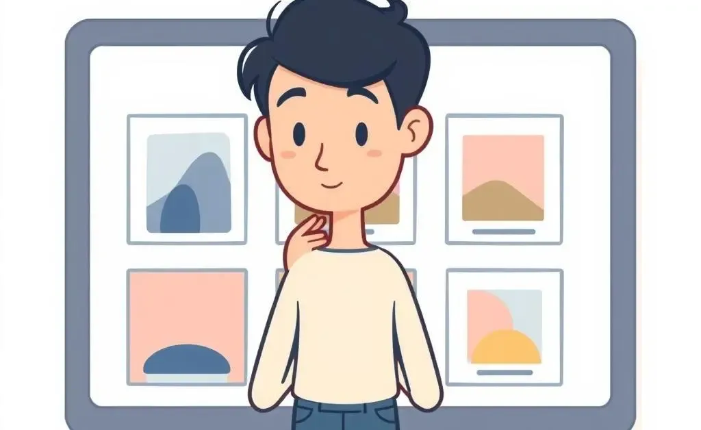 Person selecting artworks for their portfolio.