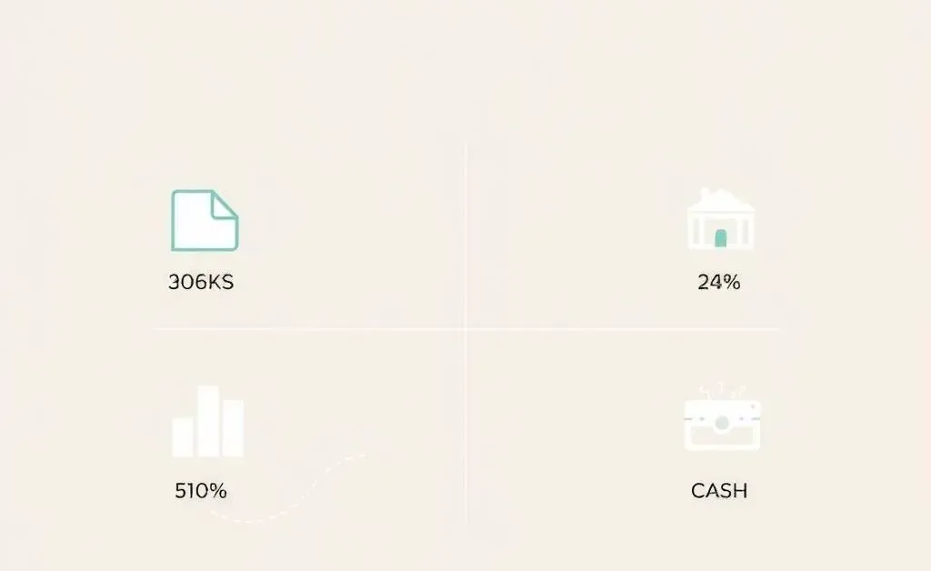 Minimalist chart showing diversified investment portfolio elements with percentages