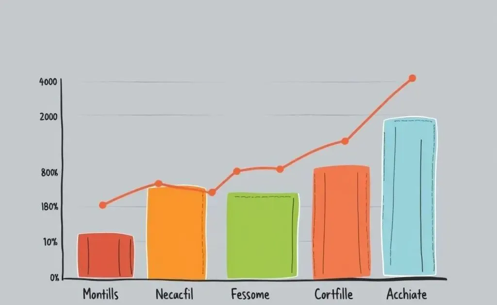 A clean, modern bar chart with hand-drawn elements showing the performance of different portfolio allocations.