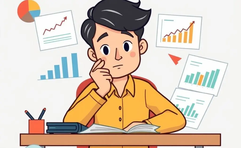 A person thoughtfully planning investment strategy at a desk