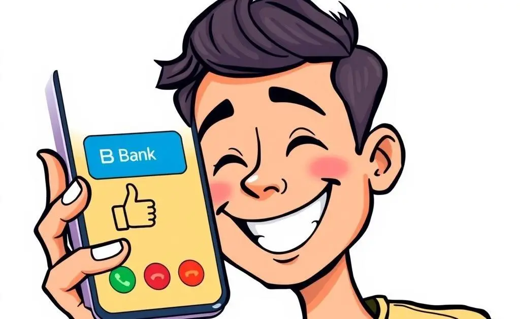 Happy person receiving a bank call