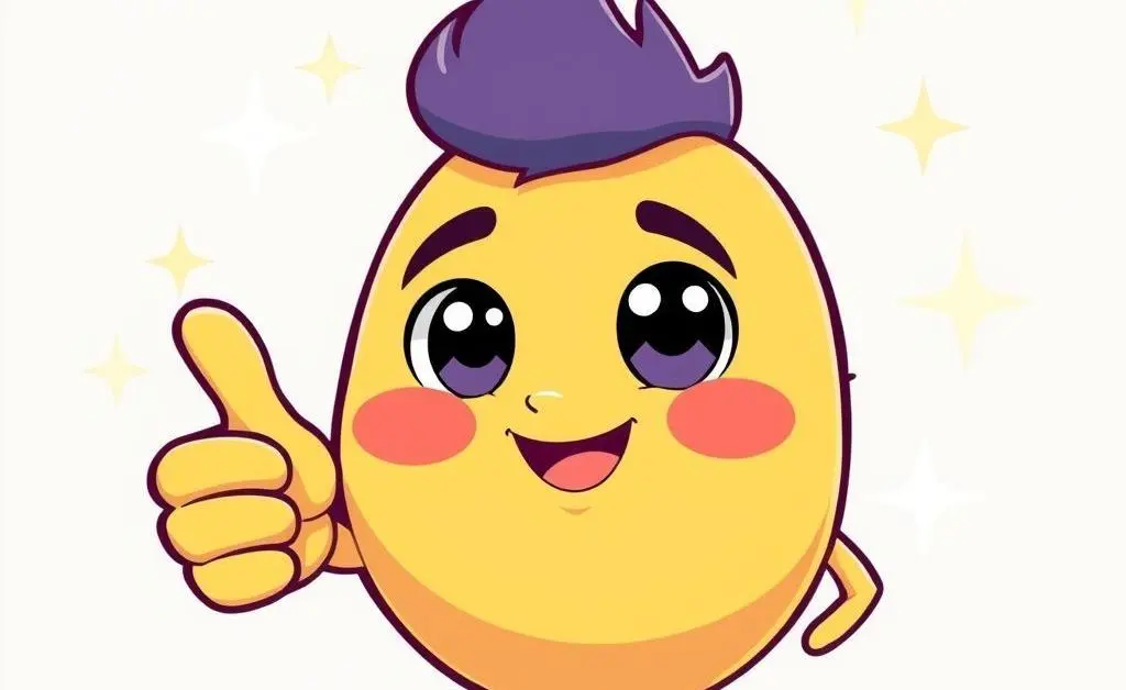 A cartoon character joyfully receiving feedback, with a thumbs-up gesture