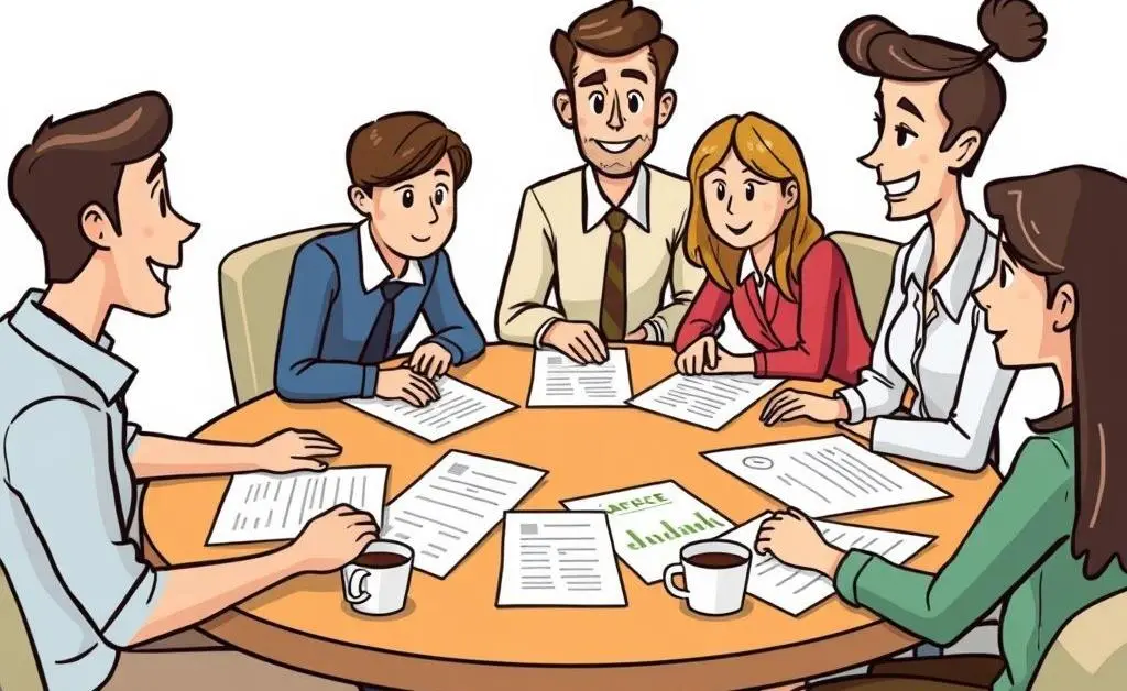 People collaboratively solving financial problems.
