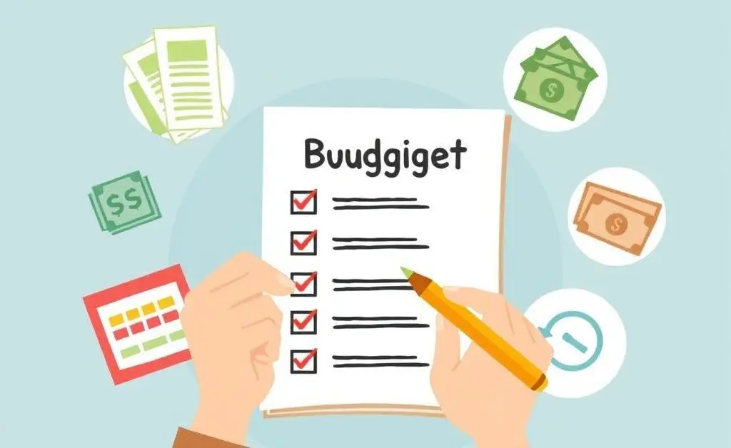 A person using a checklist for budget planning