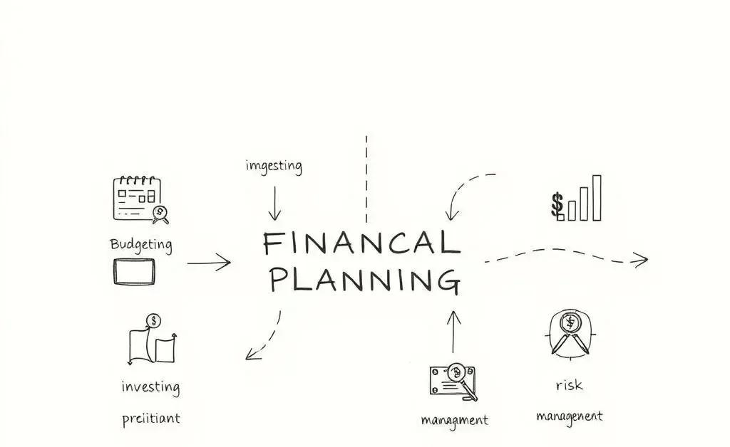 A hand-drawn chart illustrating financial planning steps