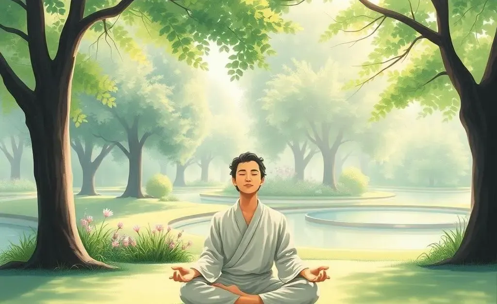 Person meditating in a peaceful park