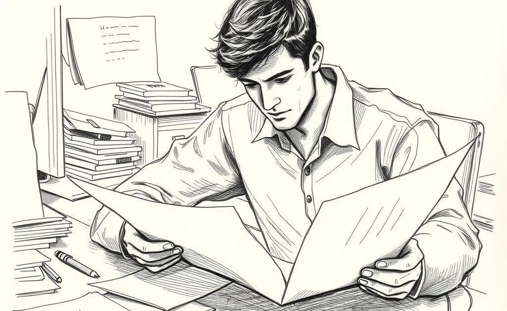 Person reviewing documents at a desk