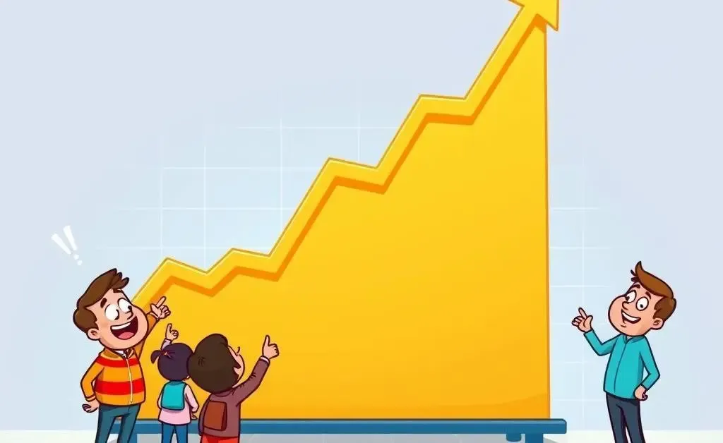 A cartoon-style graph showing a rise in the Producer Price Index with people observing it