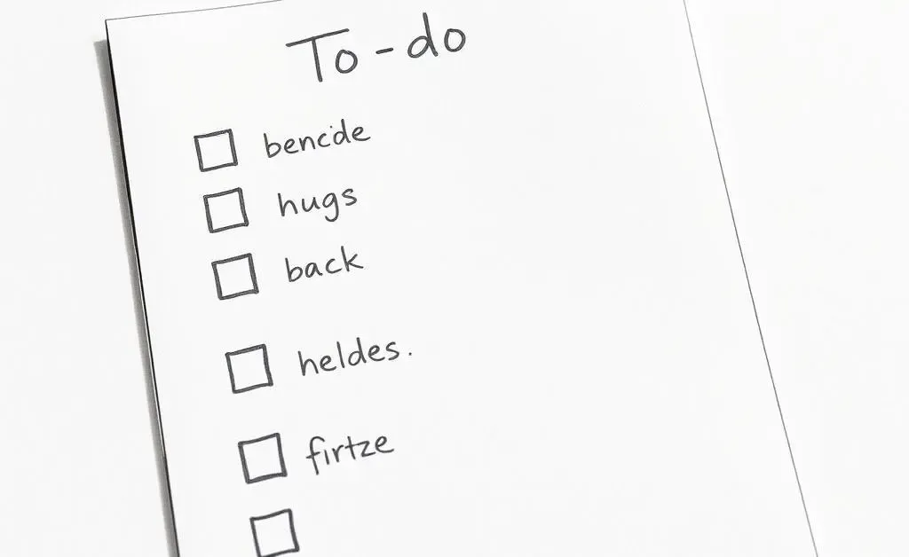A checklist with boxes for prioritizing daily tasks on a sheet of paper