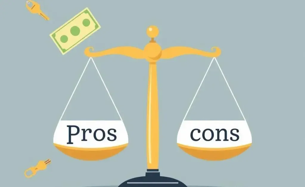 A balanced scale with pros and cons