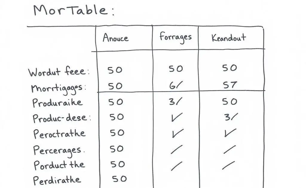 Table comparing mortgages with and without product fees.