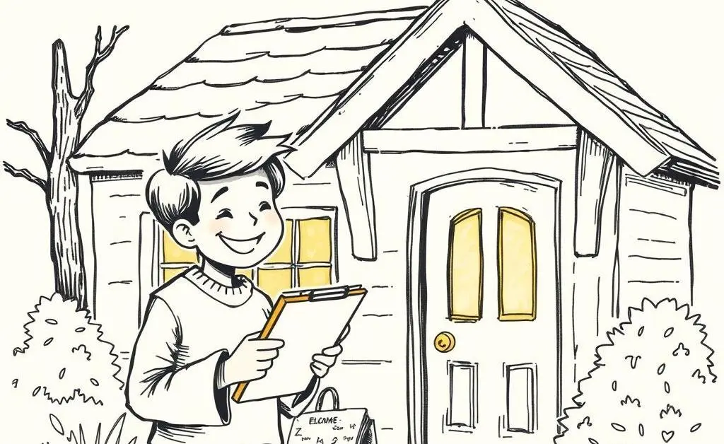 Person inspecting a house with a clipboard in hand