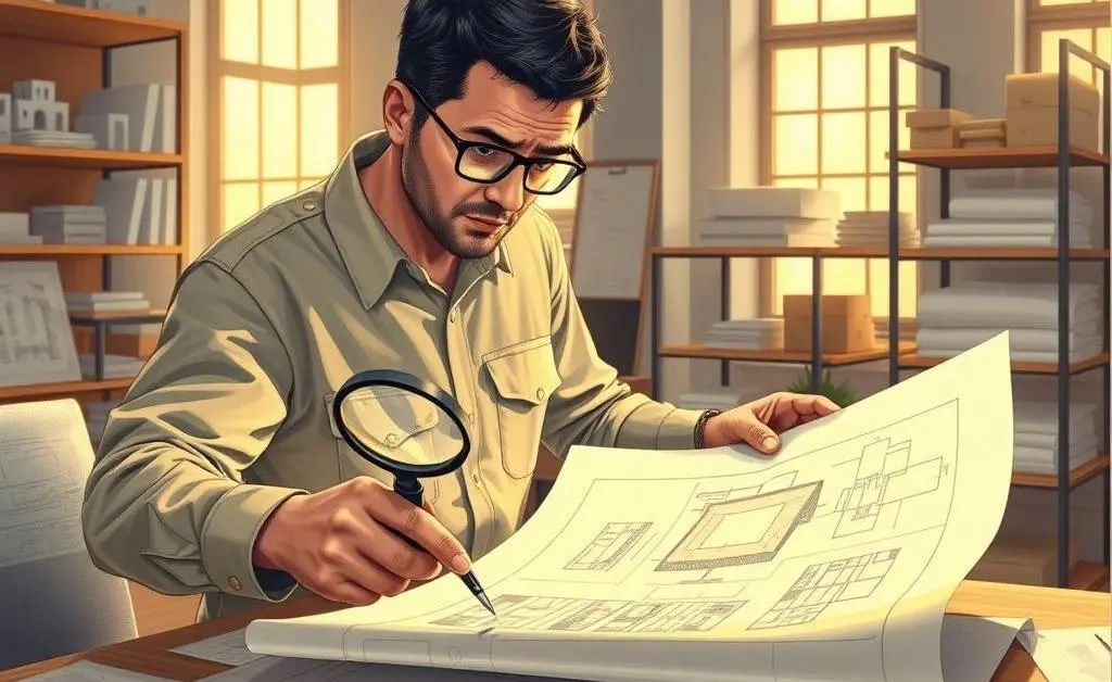Inspector examining a building plan