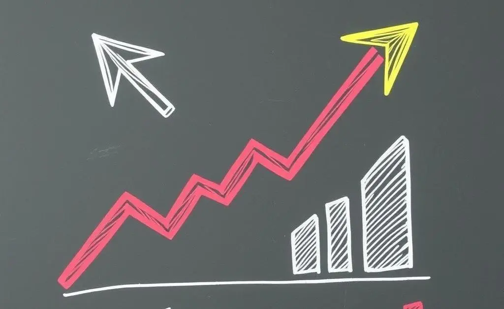 Hand-drawn arrows and charts symbolizing market trends in real estate
