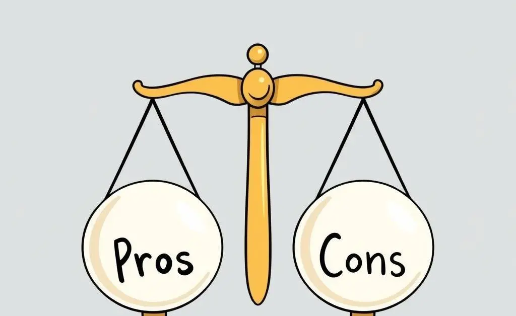 Balance scale with Pros and Cons