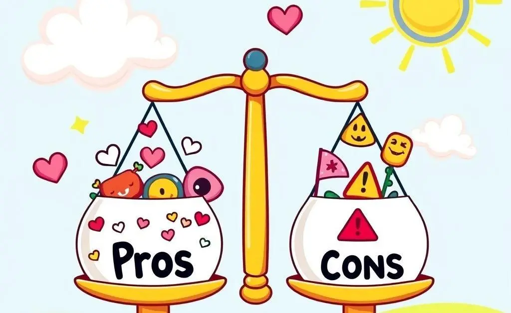 A scale balancing pros and cons.
