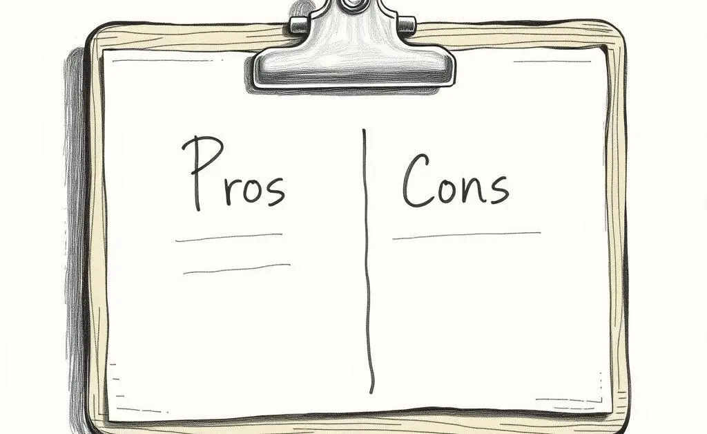 Image of a clipboard with pros and cons list