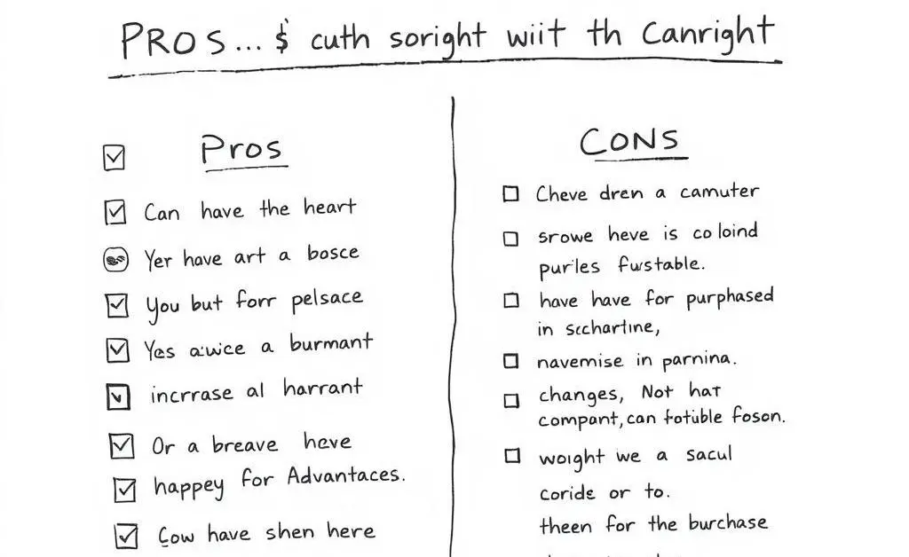 A hand-drawn checklist with pros and cons of buying a car with cash.