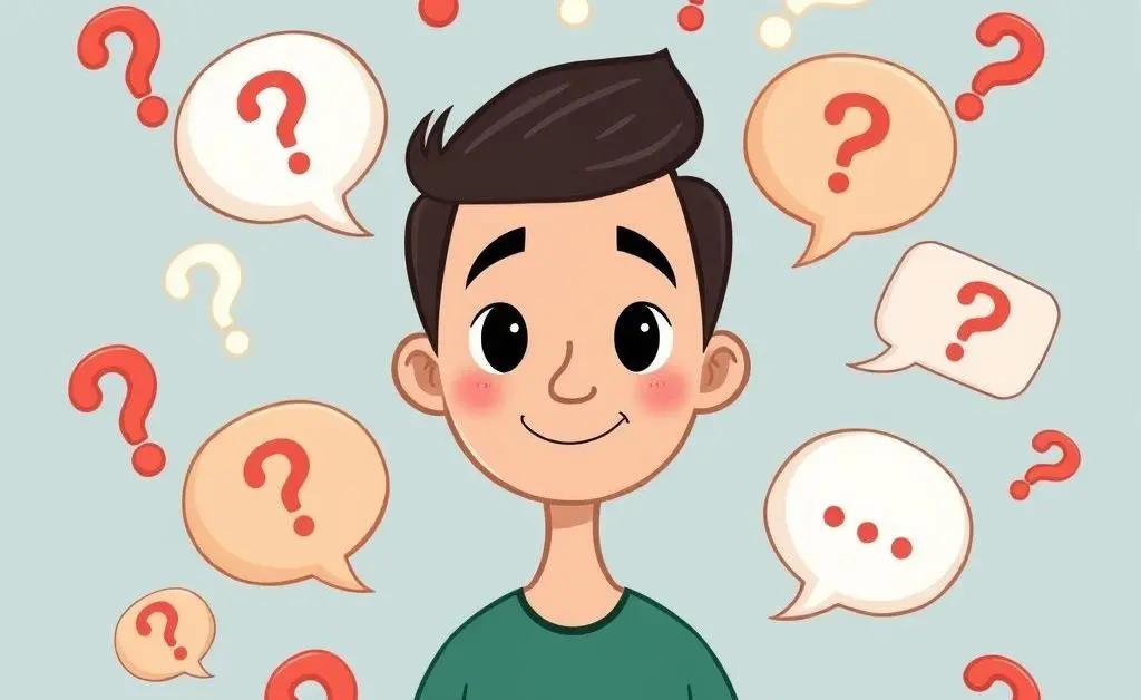 Person pondering questions and answers