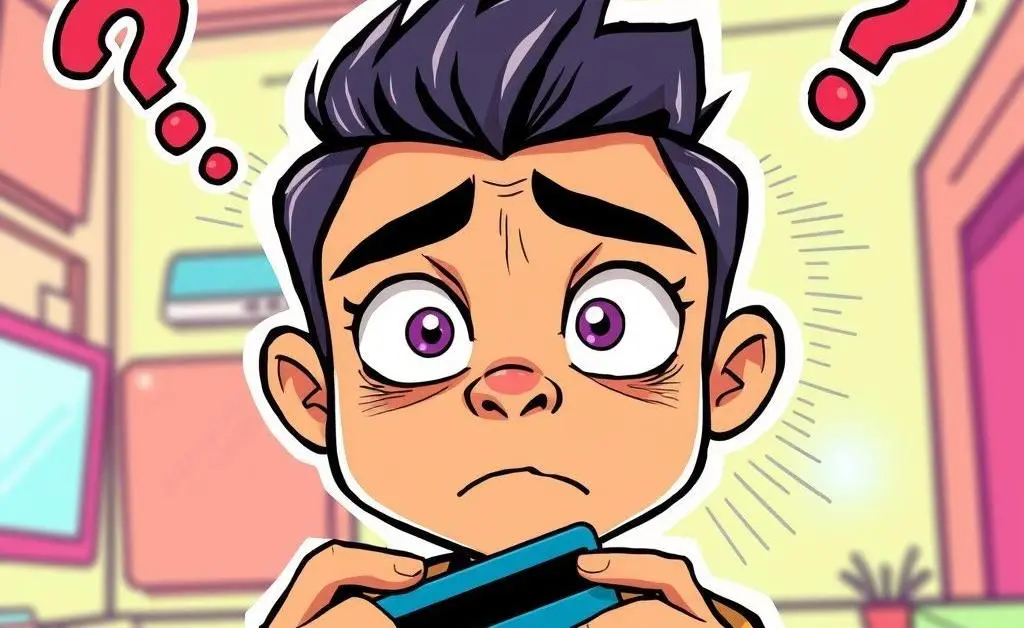 A person holding a bill with a puzzled expression