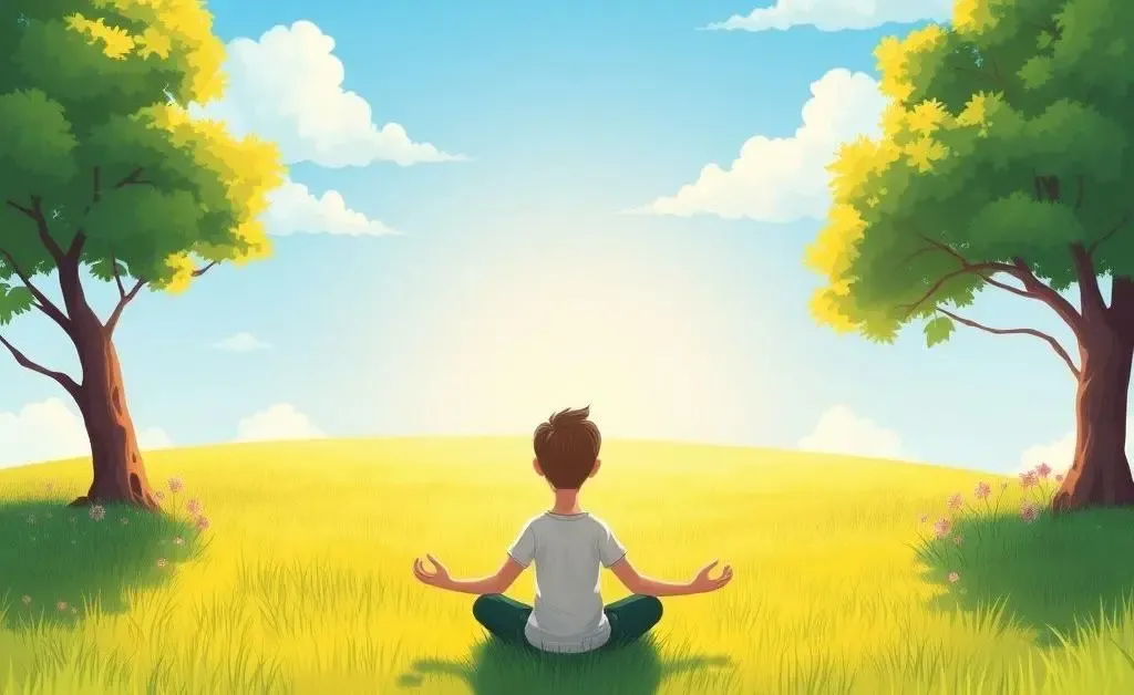 Person meditating in nature