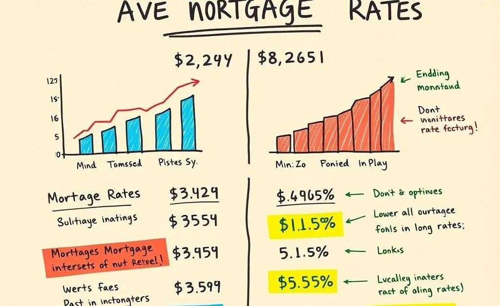 A hand-drawn chart comparing different mortgage rates with colorful annotations.