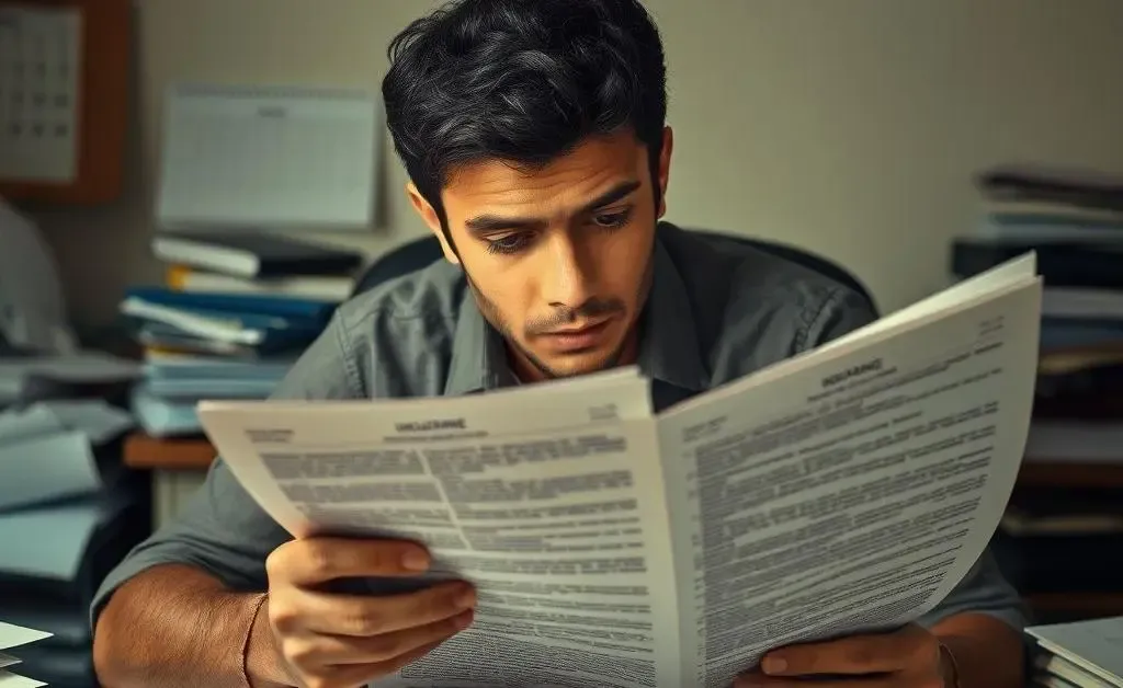 A person examining an insurance cancellation letter.