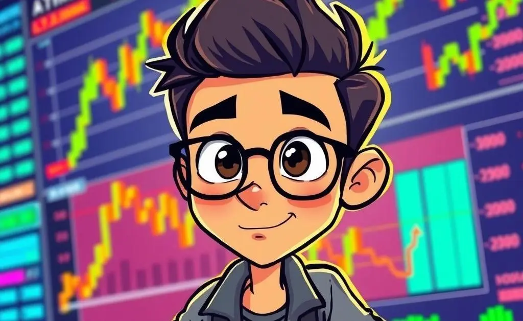 Curious person studying stock charts